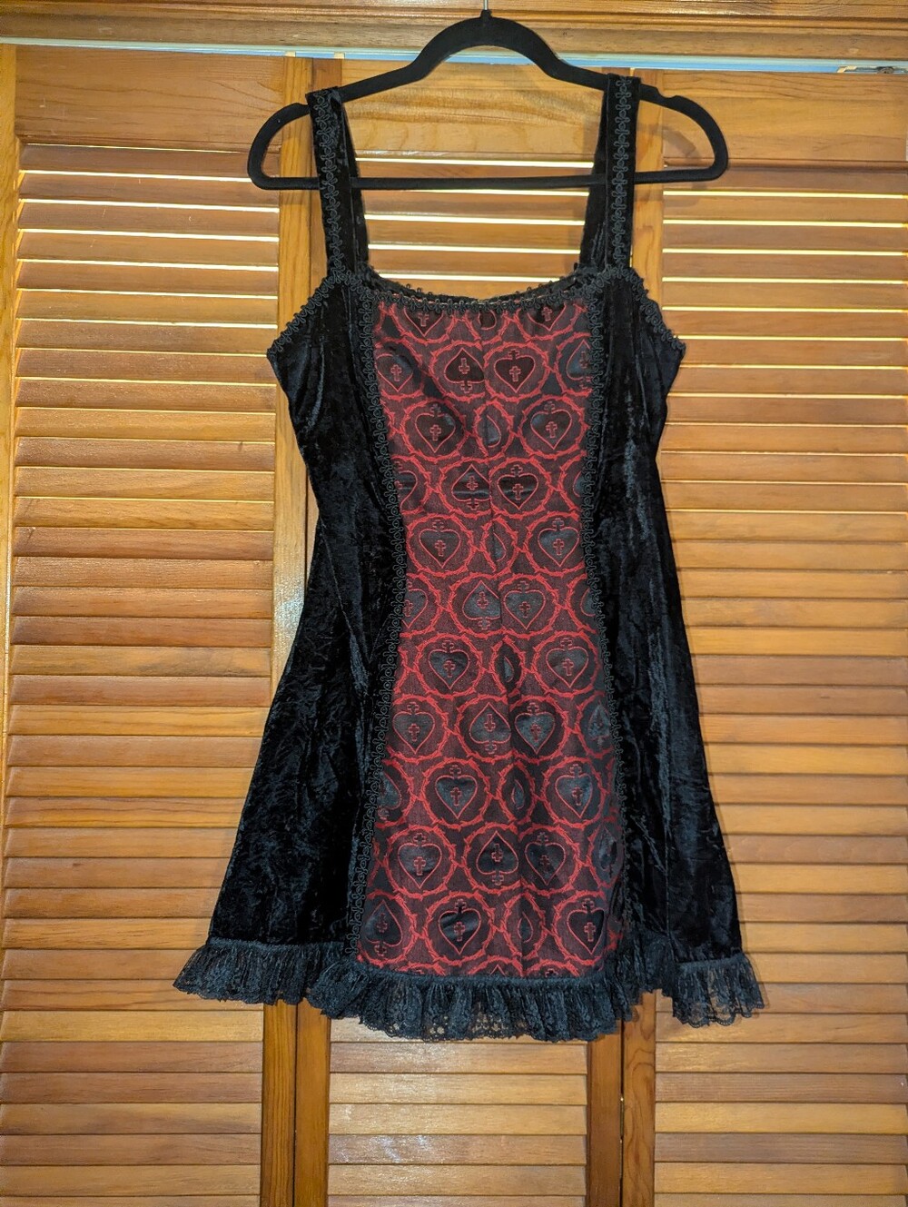 Vintage Jeannie Nitro Romantic Heart Velvet Lace  Mini Dress Large Goth Romantic